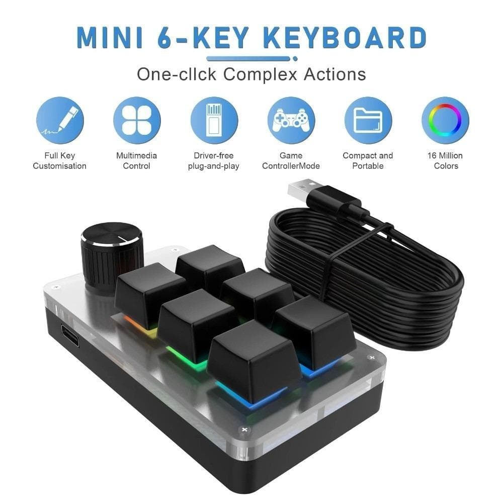 Teclados Para Jogos , Mini Teclado De Programação Personalizado Com Fio USB Hot Swap , Mecânico De 1 Botão E 6 Teclas