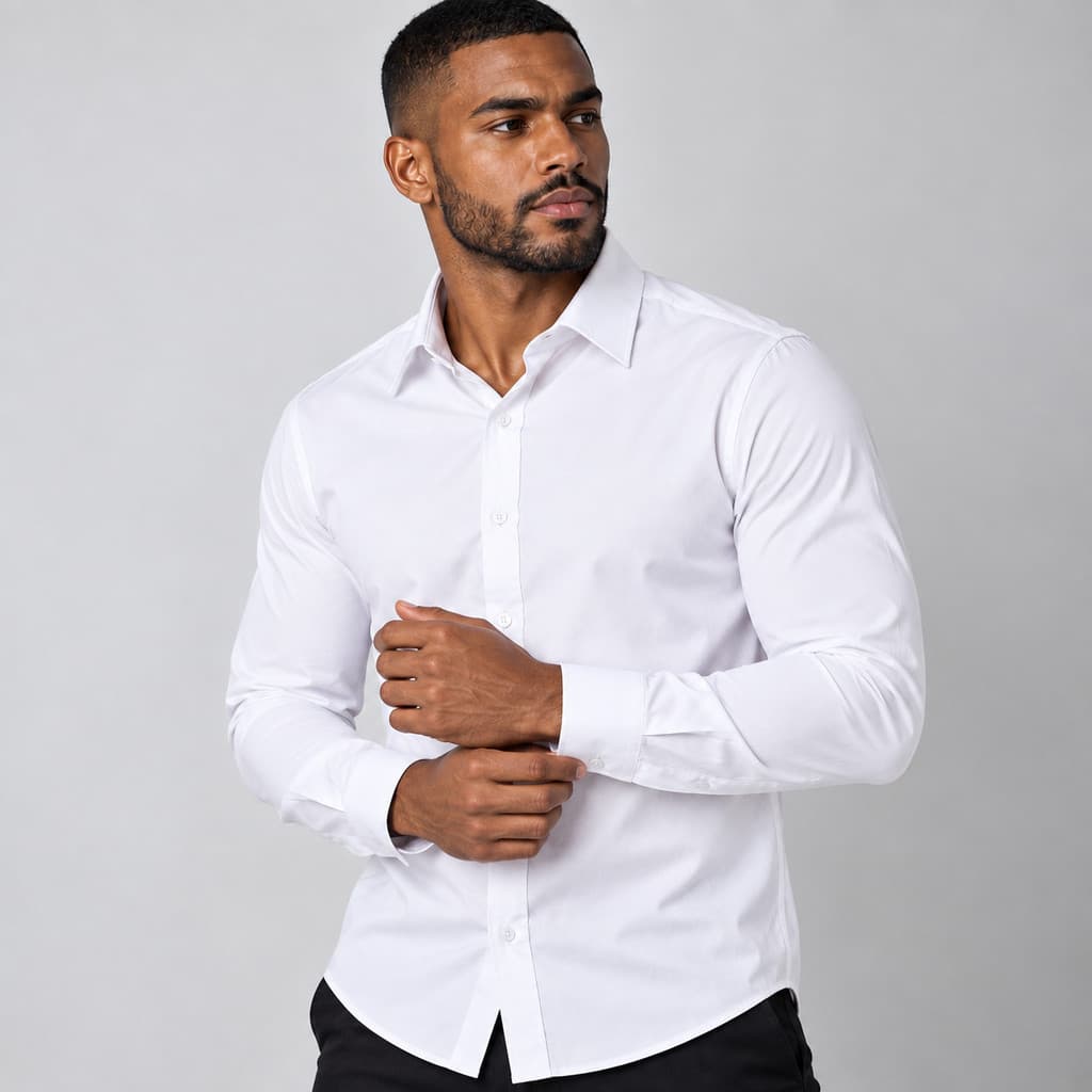Camisa Social Slim Fit Masculina Manga Longa com Botão com Elastano Tecnológica Casual Festa Igreja Trabalho Casamento