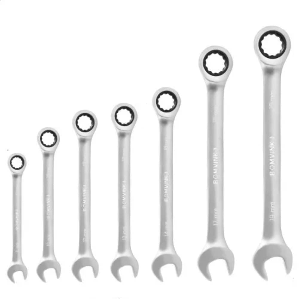 Jogo de Chave Combinada Catraca 7 Peças 8mm a 19mm - BOM-3213 - BOMVINK
