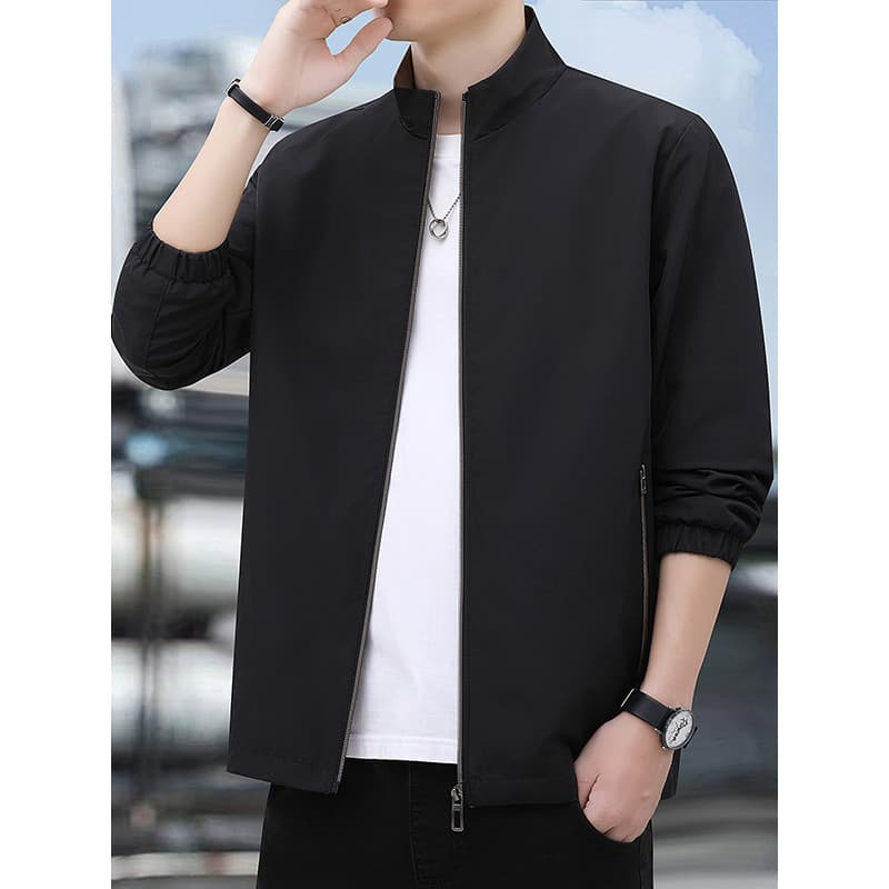Gola simples masculina preto jaqueta Casual primavera outono nova jaqueta bonito esportes moda All-Match macacão jaqueta