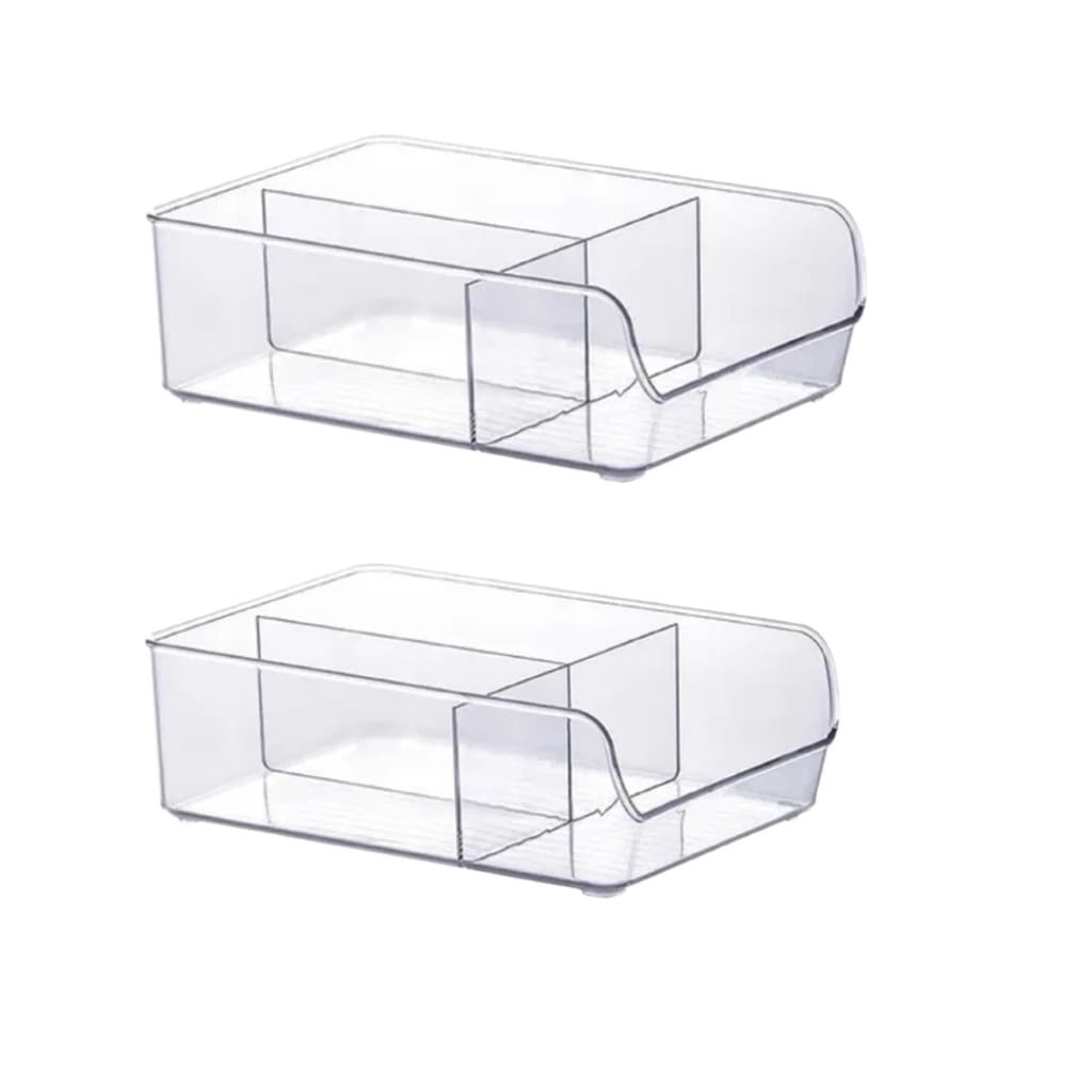 2 Organizadores Multiuso Com 3 Divisorias 28x18x9cm Cozinha