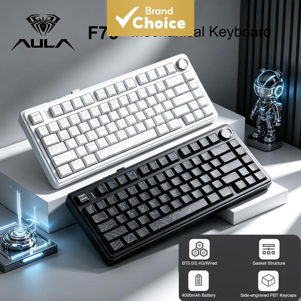 Teclado Mecânico Sem Fio Tri-Modo Aula F75 Estrutura de Junta 75% Interruptores Substituíveis a Quente RGB Teclado de
