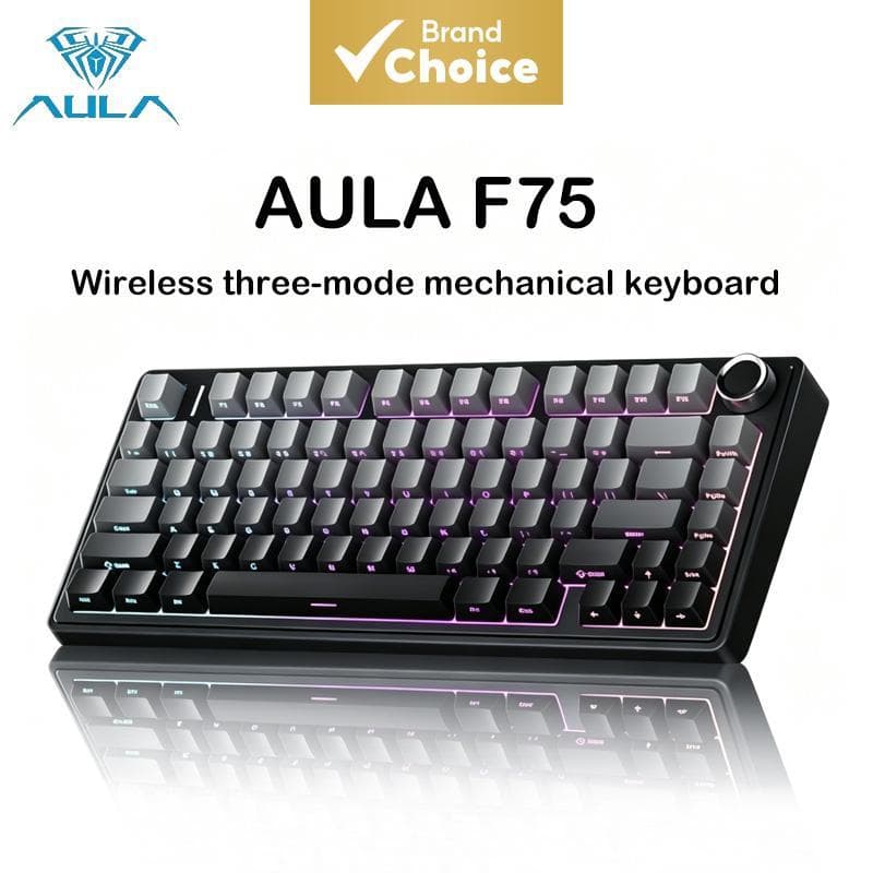 Teclado Mecânico AULA F75 Tri Modo Teclado Mecânico Sem Fio Bluetooth RGB Hot Swappable Montagem em Junta Ergonômico