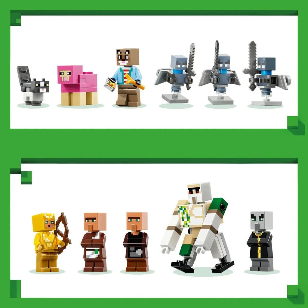 LEGO Minecraft 21596 O Ataque do Feiticeiro à Vila com 607 Peças para Montar