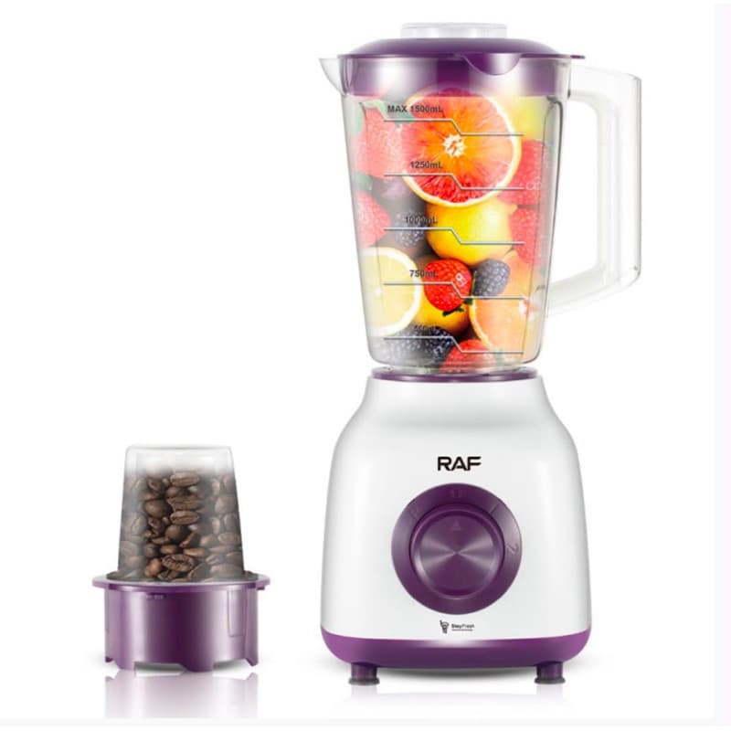 Liquidificador 2 em 1 RAF com Copo 1,5L e Triturador Faz Suco Vitamina Mói Café e Grãos Cozinha 220V