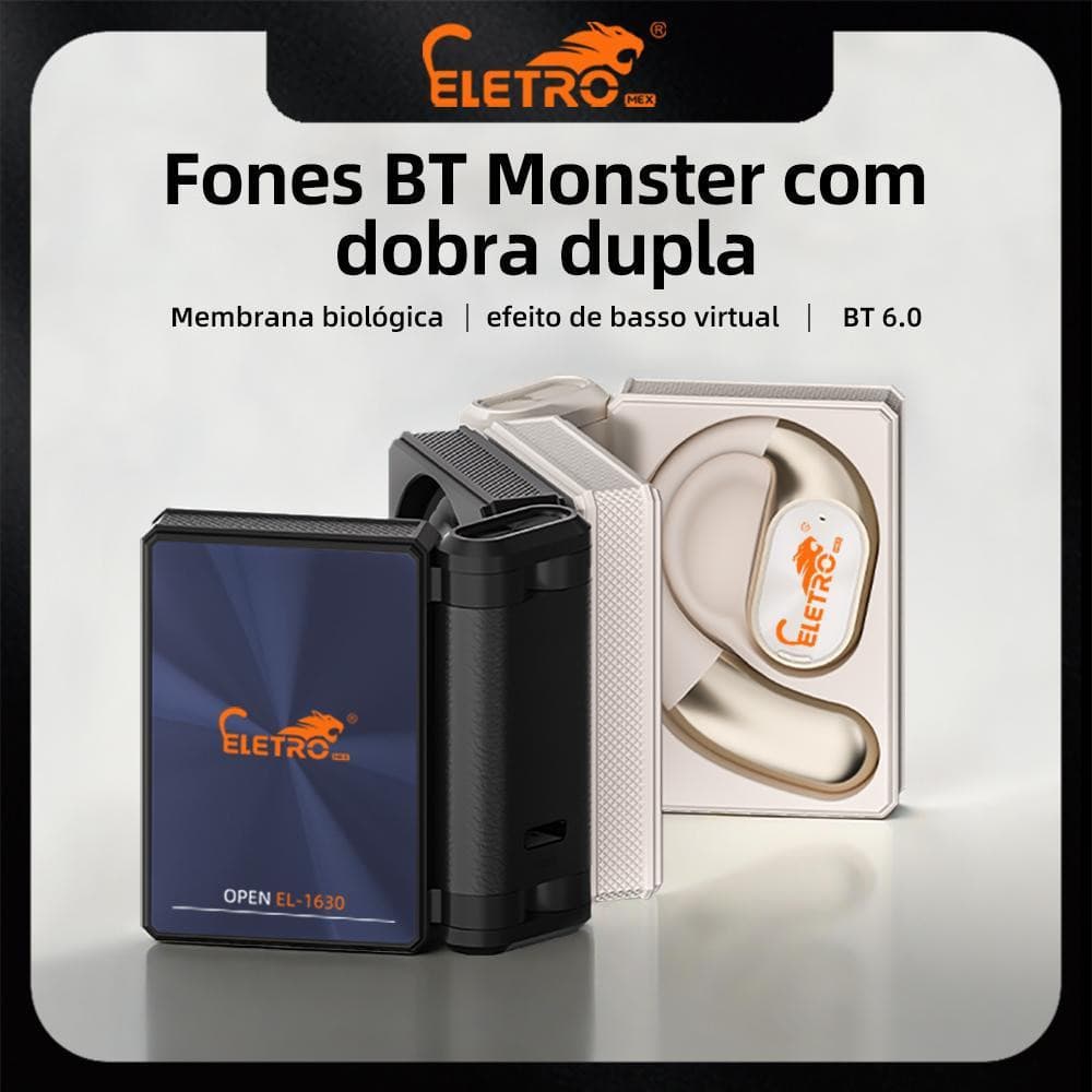 Eletromex Fone de Ouvido Esportivo Sem Fio Bluetooth6.0 Com Microfone IPX5 À Prova D'Água Gancho Alta Fidelidade Estéreo