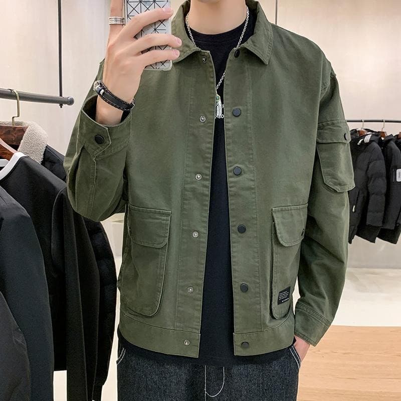 Roupas casuais masculinas primavera outono jaqueta outono versão coreana na moda macacão jaqueta masculina 2025 novo est