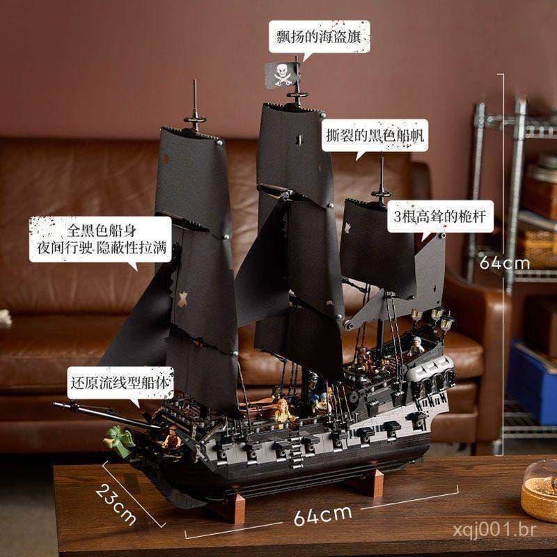 Compatível com o navio Pérola Negra do Capitão Jack Sparrow de LEGO Piratas do Caribe, brinquedo de blocos de montar gra