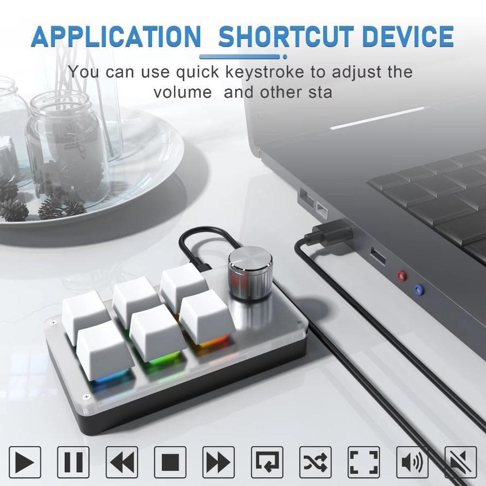 Mini Teclado De Programação Personalizado , Teclados Para Jogos De 6 Teclas , Mecânico Com Fio USB Hot Swap 1 Botão