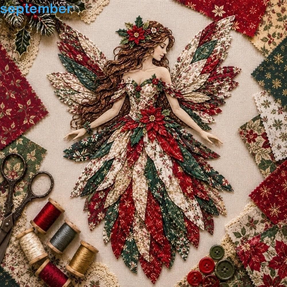 SEPTEMBERB Tecido Patchwork Fada , Artesanato Feito À Mão Floral DIY Kit De Fadas Acolchoadas , Múltiplas Camadas