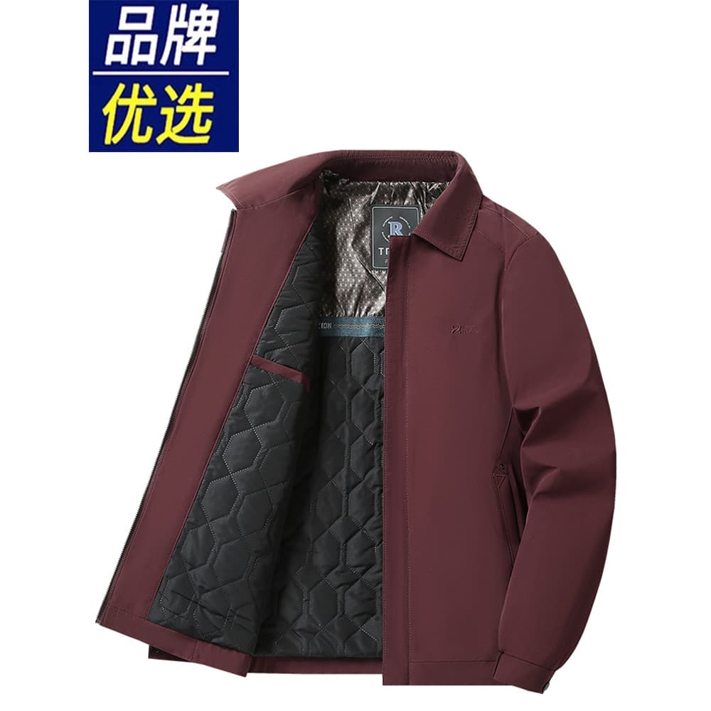 Jaqueta acolchoada de algodão para idosos de meia-idade, jaqueta acolchoada com lapela masculina, roupa de pai, jaqueta 
