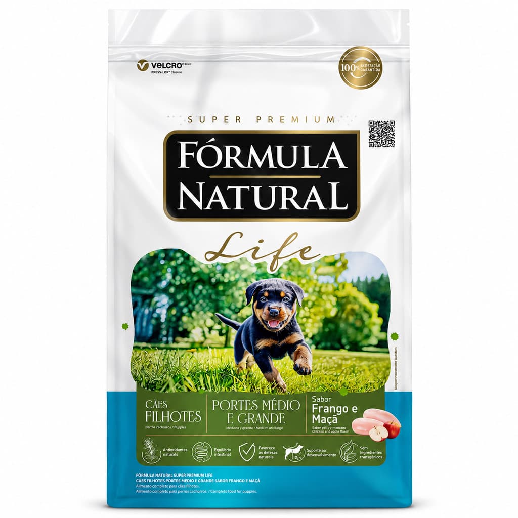 Ração Para Cachorro Filhote Fórmula Natural Life Porte Médio e Grande 15kg Super Premium