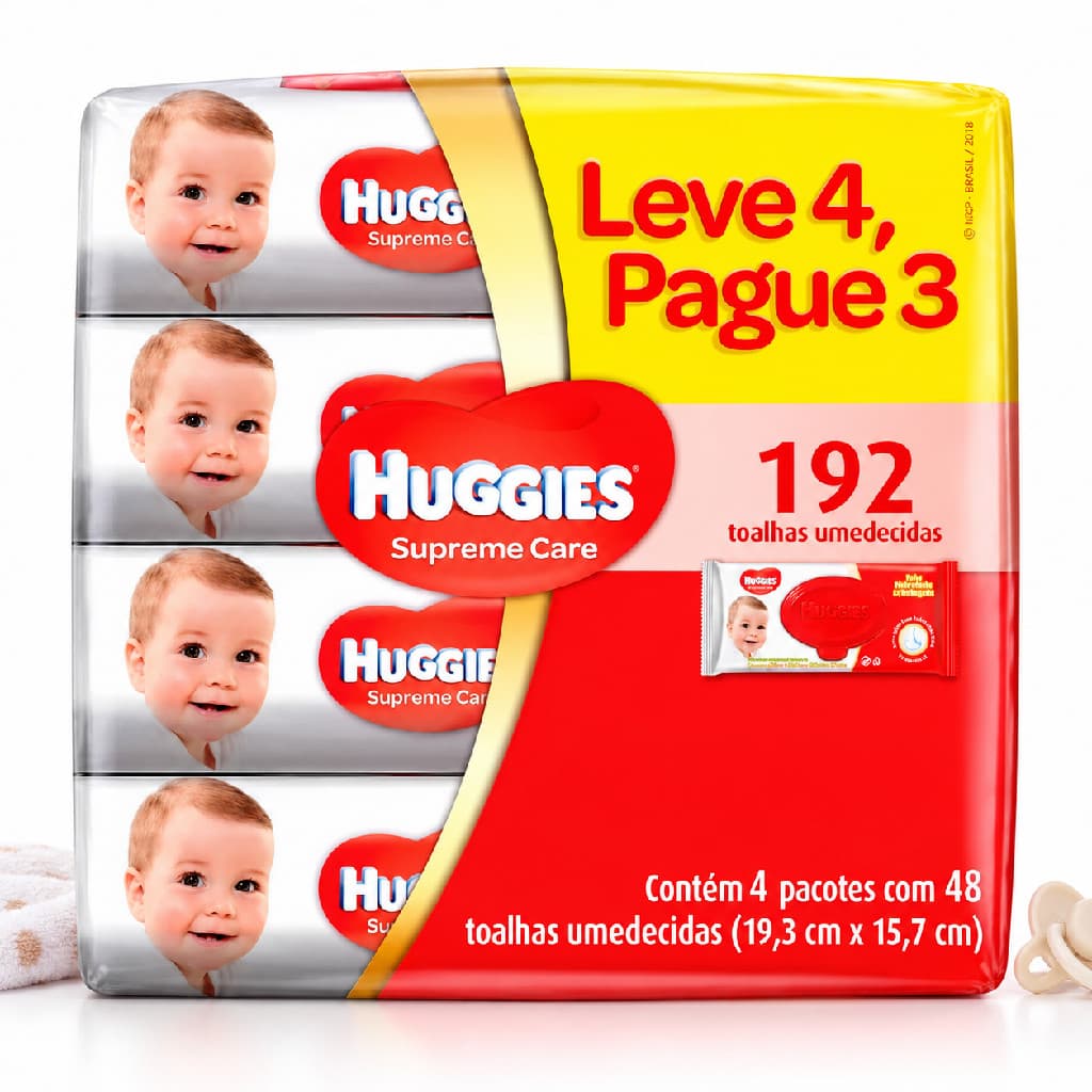 Lenços Umedecidos Huggies Supreme Care 192 Unidades