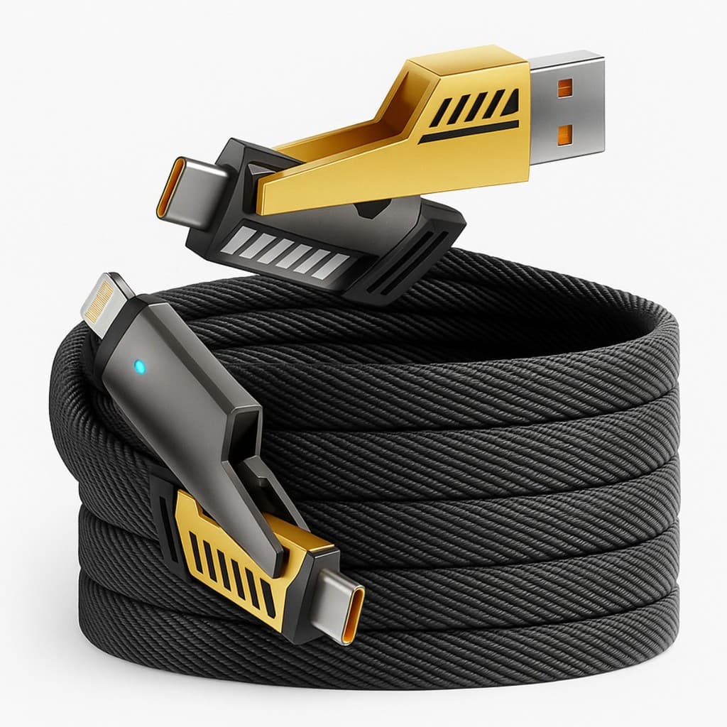 Cabo 4 em 1 Turbo Reforçado 65W Carregamento Rápido Transferência de Dados iPhone Android MacBook