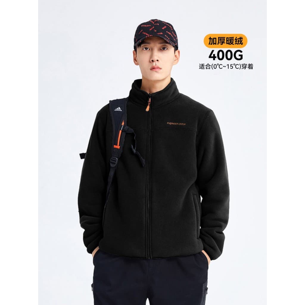 Pioneer jaqueta de lã masculina outono inverno gola alta jaqueta à prova de vento quente forro de lã forro jaqueta espor