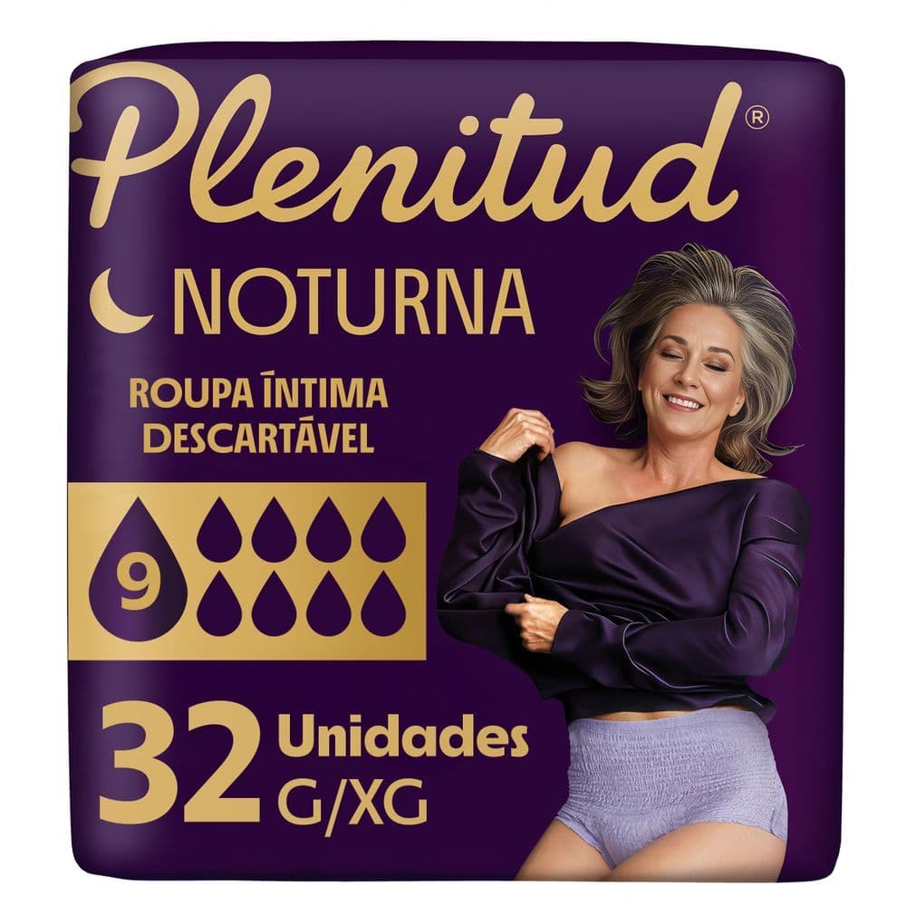 Plenitud Roupa Íntima Noturna para Incontinência G/XG 32 Un