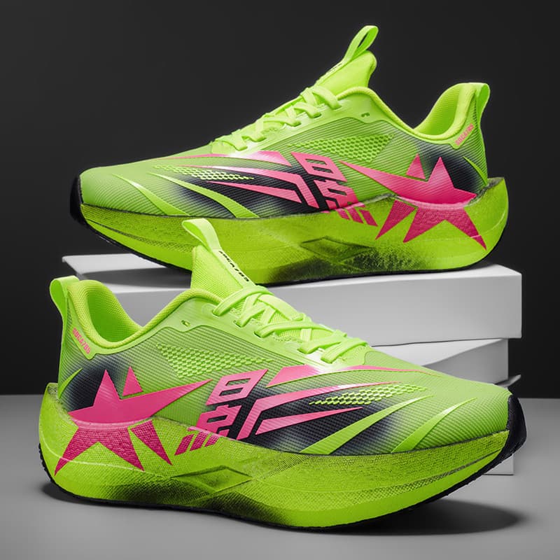 Almofada de ar tênis de corrida masculino 2026 estilo esportivo fluorescente verde respirável tênis corrida Casual moda 