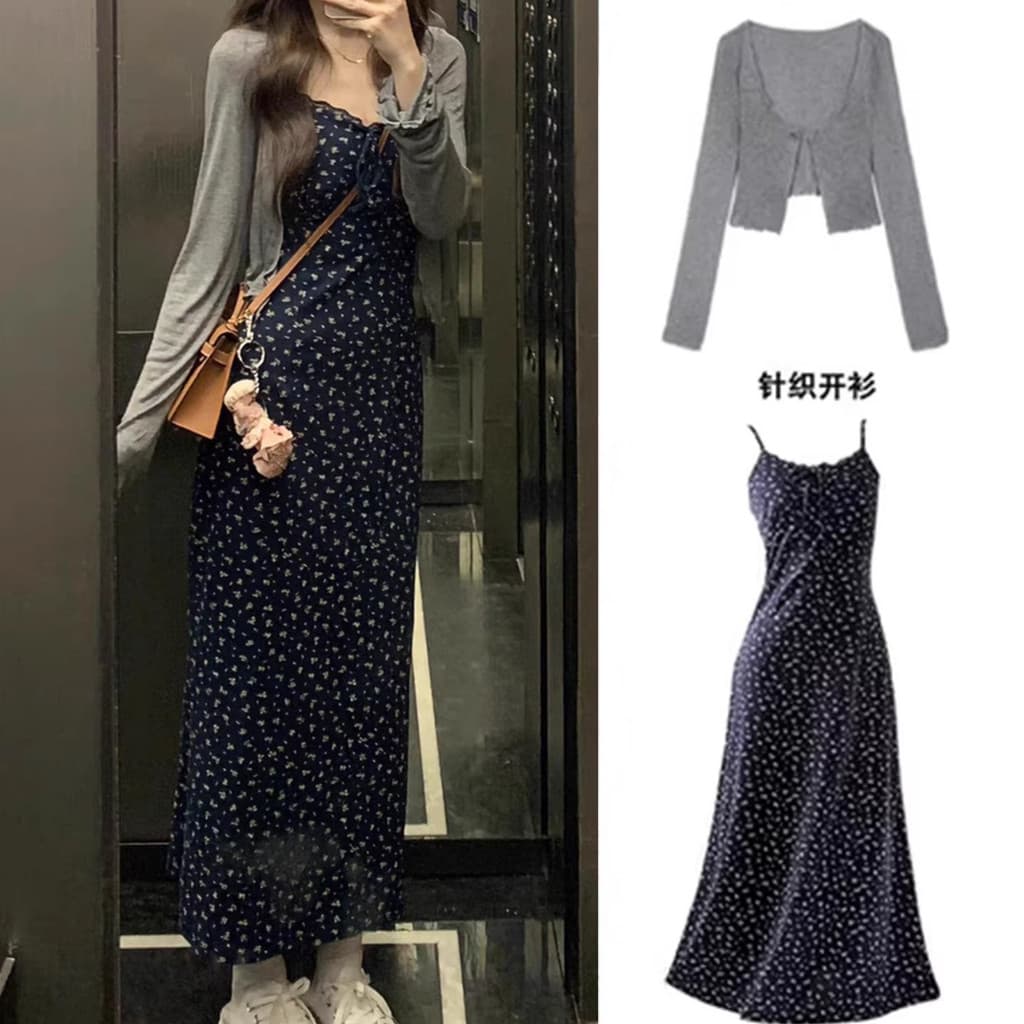 Vestido Floral feminino verão vestido longo pequeno homem gigante-olhando férias 2026 novo estilo fresco estilo suave sa