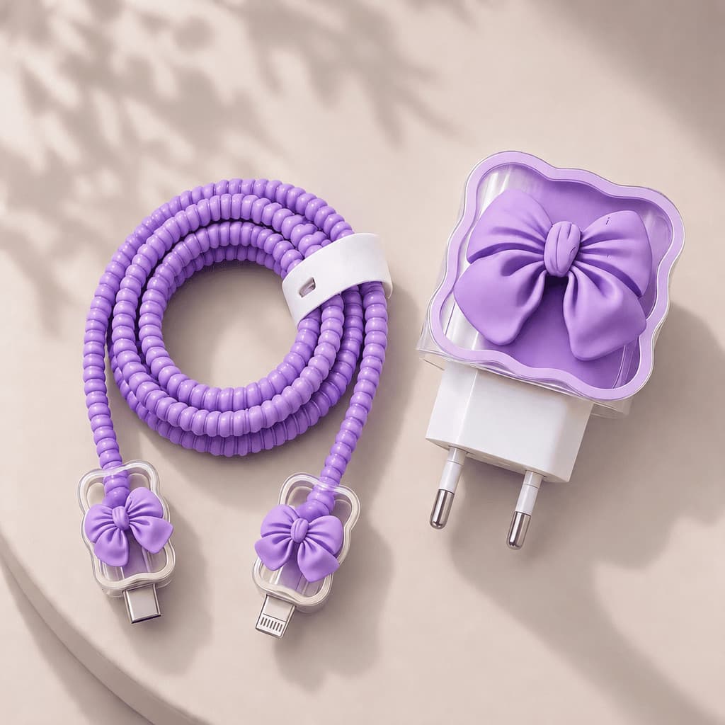Protetor para Fonte USB Tipo C com Capa, Espiral e Protetores de Ponta 🤗