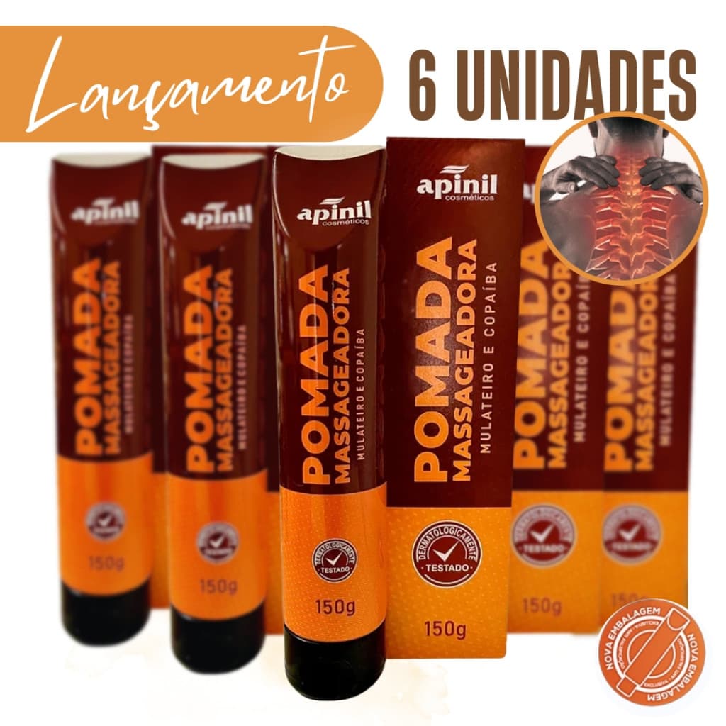 Kit c/ 6 Pomada Massageadora Mulateiro e Copaiba Apinil - 150g