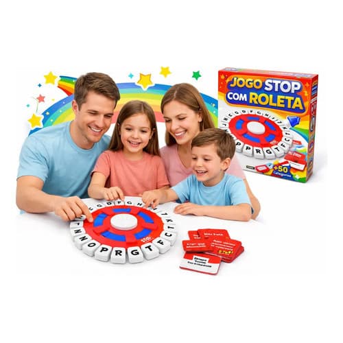 Jogo Tabuleiro Stop Roleta Letras Diversão Em Família Presente Família Amigos Perguntas Respostas