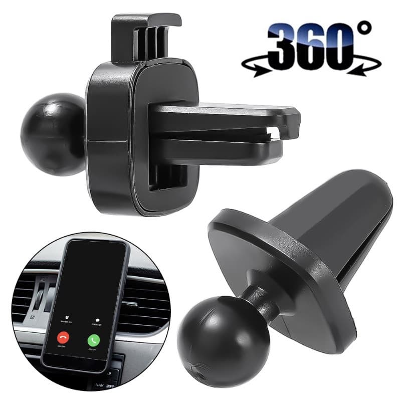 Suporte universal com cabeça esférica de 17mm, base antiderrapante para carro, braçadeira rotativa fixa para saída de ar