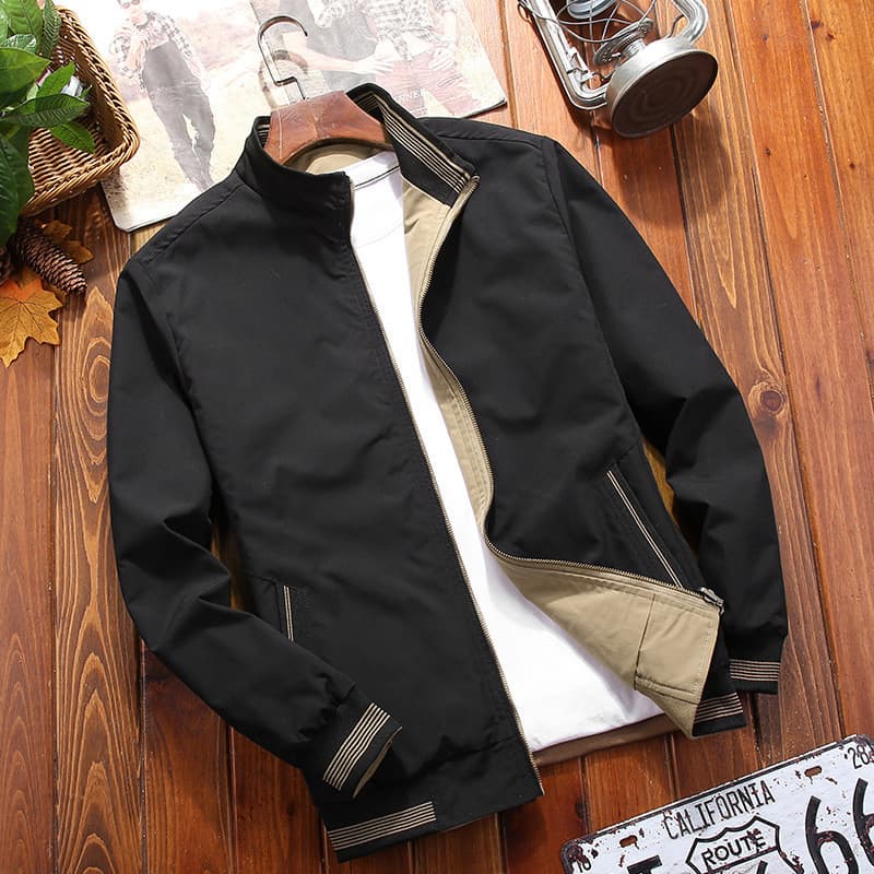 Jaqueta Masculina Primavera e Outono Novo Estilo Jaqueta Casual Masculina de Gola Alta Dupla Face Moda Jovem TK Modelo夹克