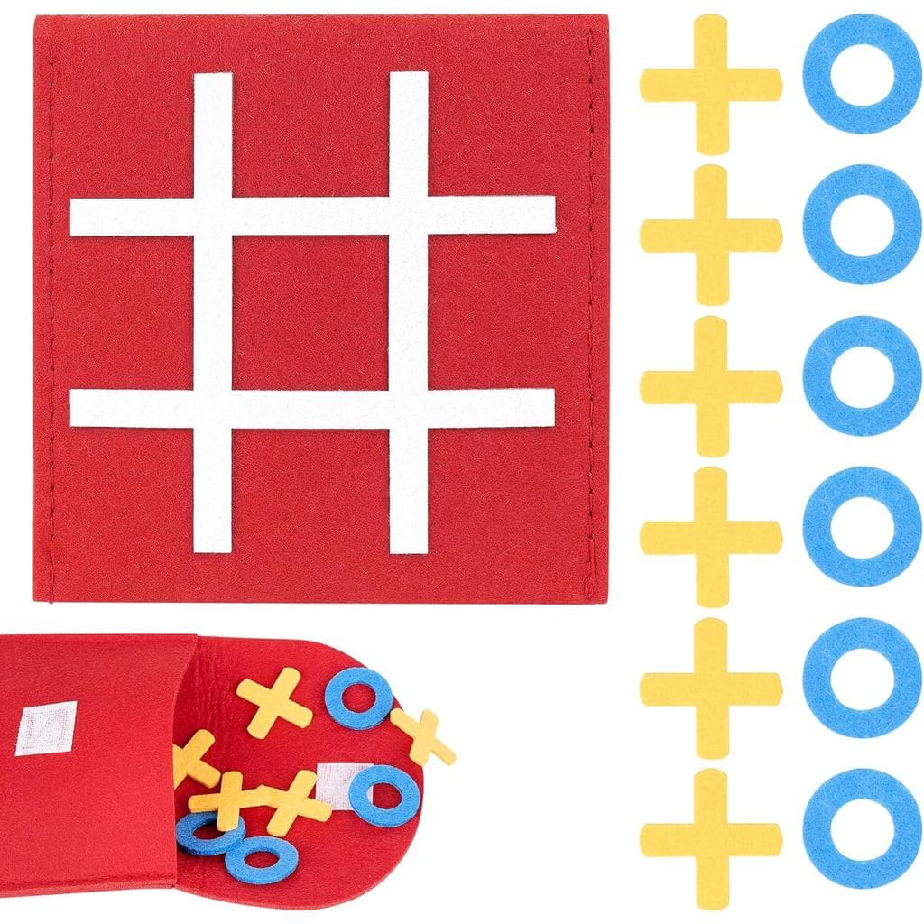 Tabuleiro de Tic-Tac-Toe de Feltro – Jogo Interativo para Família, Feltro Educativo, Tapete de Jogo em Grade para Divers
