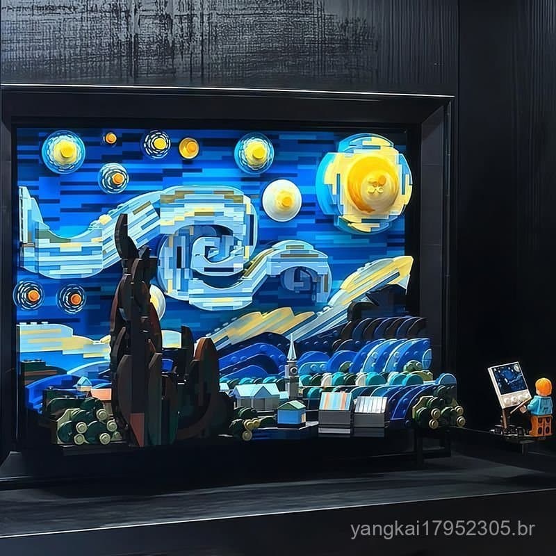 A Noite Estrelada de Van Gogh compatível com blocos de montar Lego, peça decorativa de alto valor, presente de aniversár