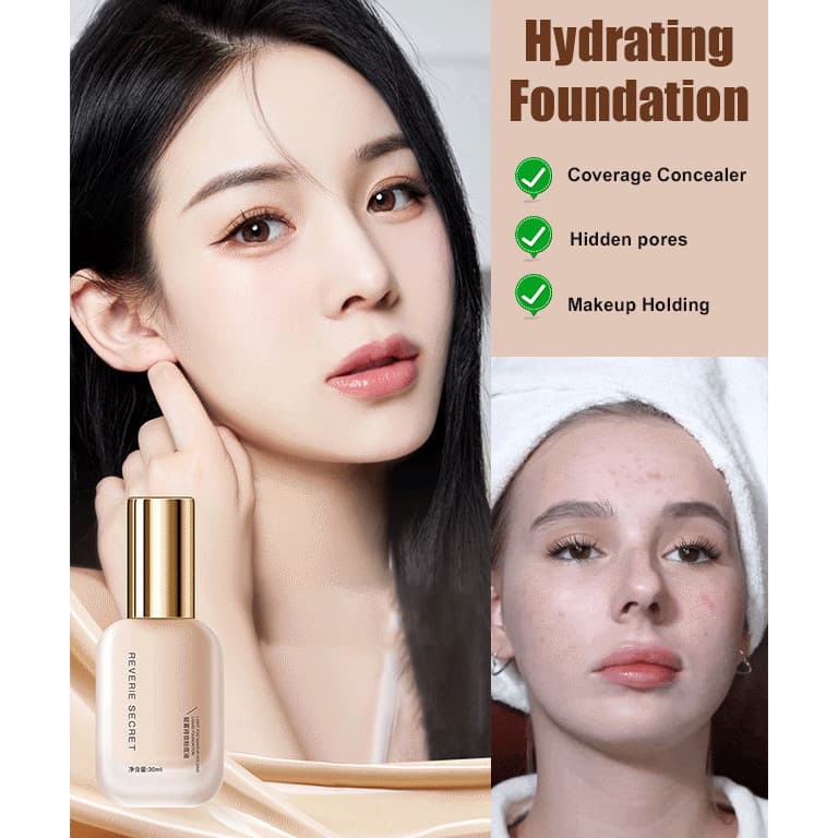 [Cobertura Natural] Foundation Hydrating | Base Líquida/Hidratante/Leve/Maquiagem Diária | Base Líquida/Para Uso Diário/