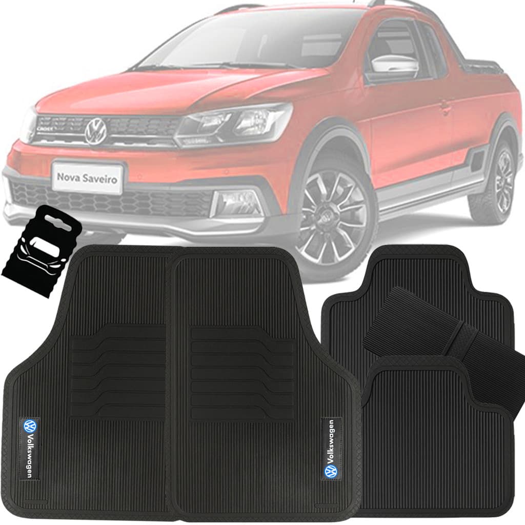 Tapete Automotivo Universal Borracha Saveiro G7 G8 2013 2014 2015 2016 2017 2018 2019 2020 2021 2022 2023 2024 2025