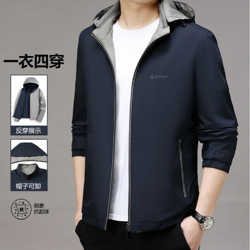 [Desgaste de dois lados] 2025 novo estilo masculino primavera outono jaqueta solta masculina com capuz jaqueta Casual de