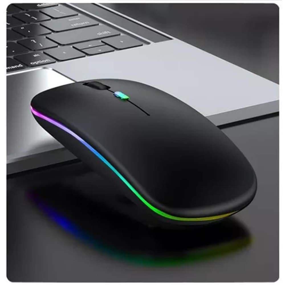 Mouse Bluetooth Recarregável Sem Fio 2.4G com LED Silencioso Compacto Notebook