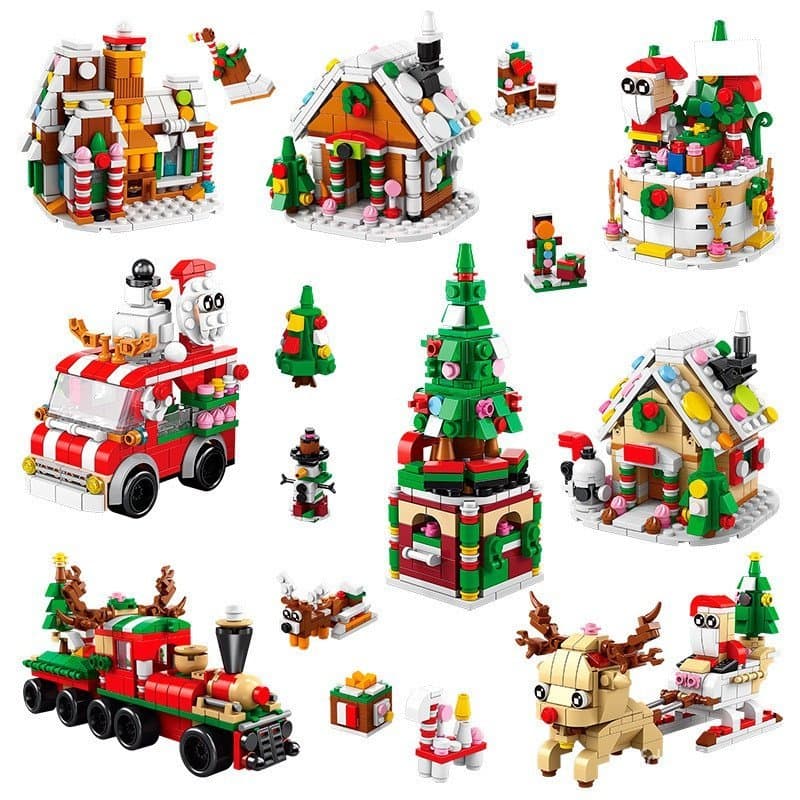 Presente de Natal Compatível com Blocos de Montar Lego, Conjunto de Renas Kawaii, Vila de Inverno, Árvore de Natal, Mini