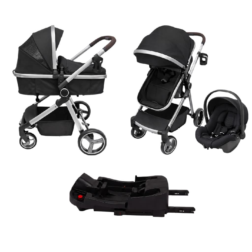 CARRINHO DE BEBE LEVVI TRIO TRAVEL SYSTEM (CARRINHO, BEBÊ CONFORTO E BASE ISOFIX) - GRAY/BLACK
