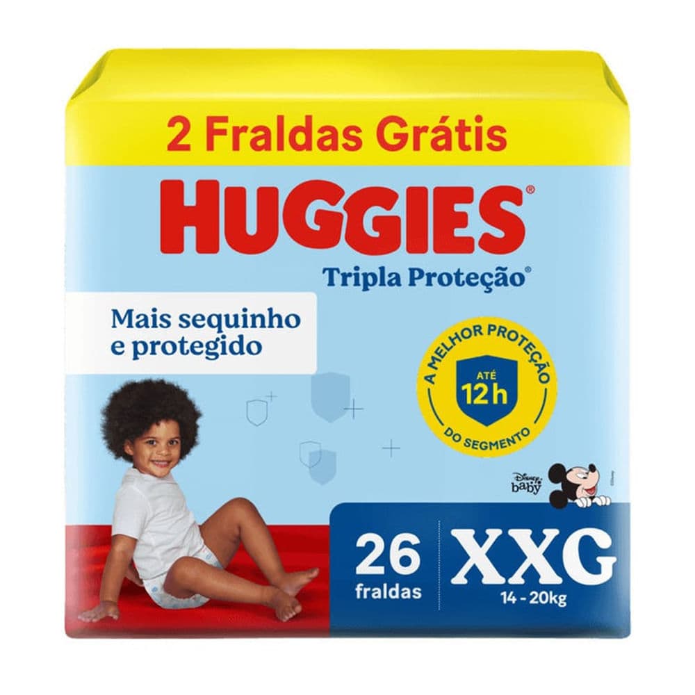 Fralda Descartável Huggies Tripla Proteção Meguinha XXG - 26 Tiras