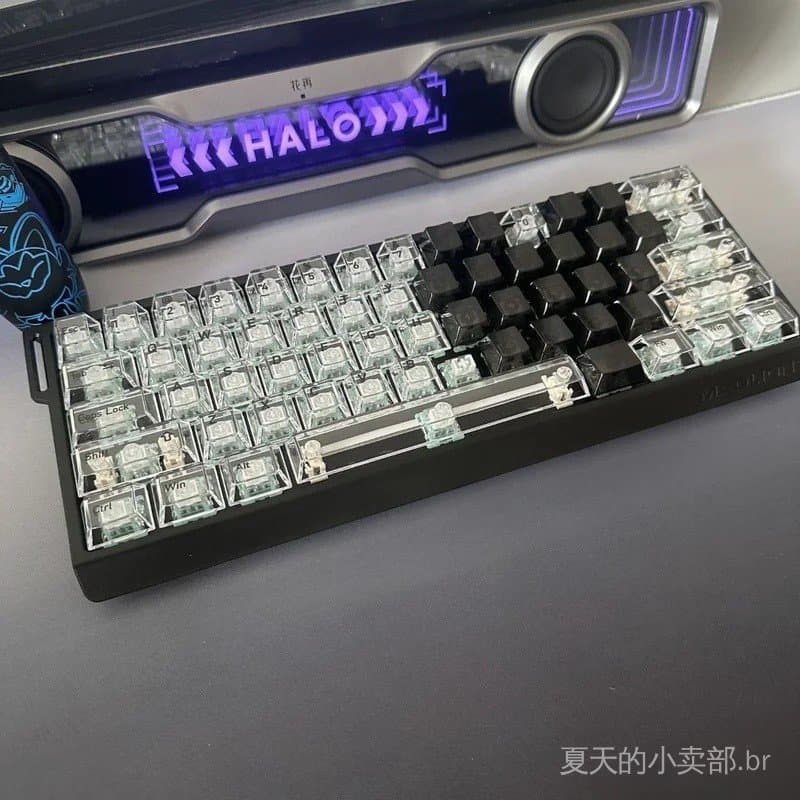 Teclado Cherry com 136 teclas para PC, transparente, branco, compatível com teclados mecânicos para jogos de 61/75/87/10