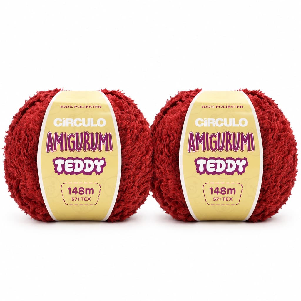 Kit com 2un  Fios Amigurumi Teddy Círculo (Cores Iguais) 85g - Efeito Pelúcia para Crochê Artesanato