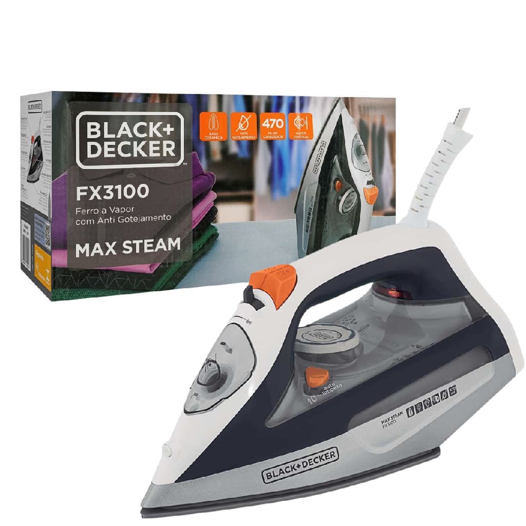 Produto de Vitrine: Ferro a Vapor Black Decker FX3100-BR Max Steam 110v
