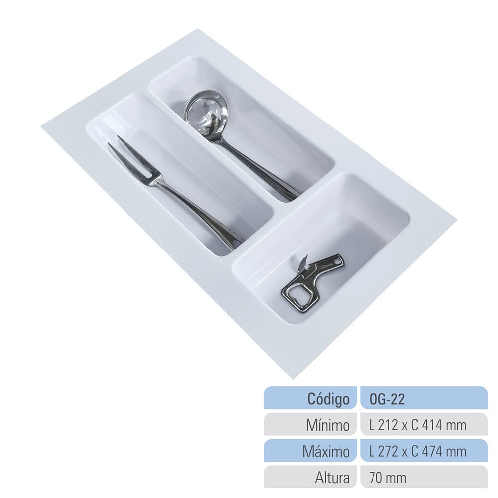 Organizador de Gaveta Porta Talheres Divisor de Talheres Organizador de Cozinha og-22 branco Multiuso Utensílios