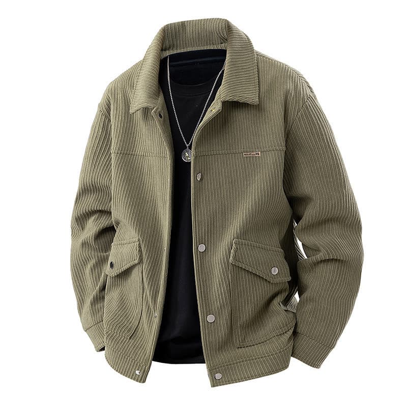 Nova Chegada Jaqueta de Veludo Cotelê Masculina Primavera Outono, Jaqueta de Veludo Cotelê Masculina Leve para Uso Casua