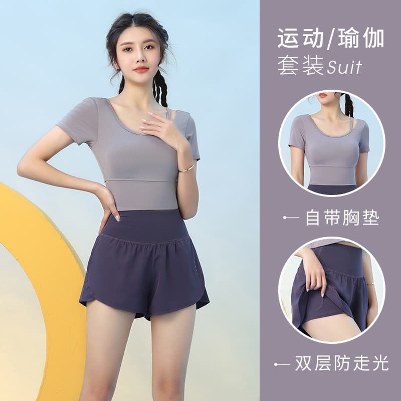 Roupas de Fitness terno feminino verão apertado de manga curta roupas de secagem rápida profissional Yoga Pilates terno 