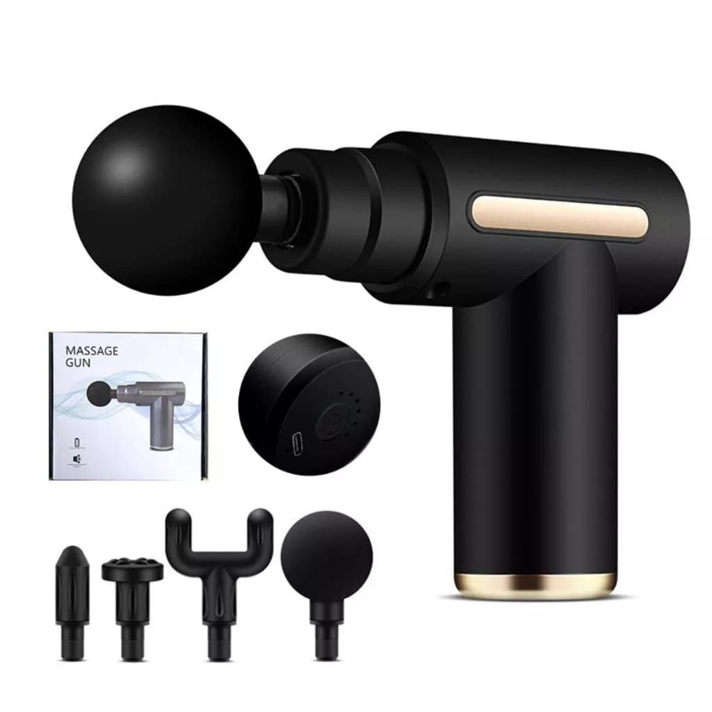 Pistola de Massagem Massageador Muscular Eletrico Profissional Portatil 6 Niveis 4 Cabecas Bivolt