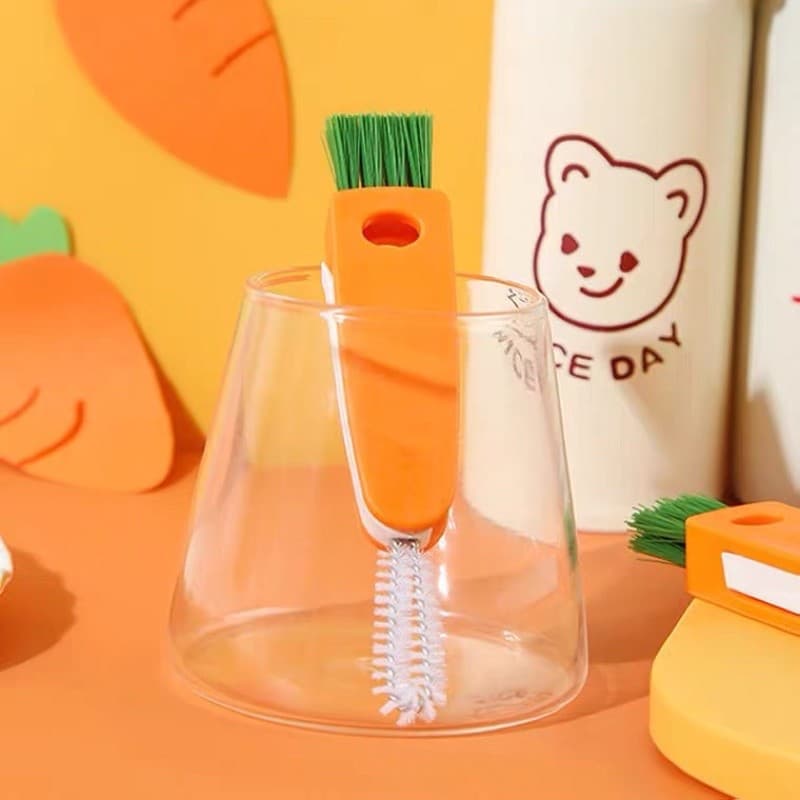 Escova Mini 3 em 1 Dobrável e Portátil – Ideal para Limpar Garrafa, Mamadeira, Bico e Copos Bebê