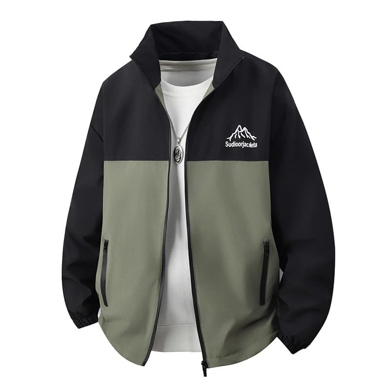 Primavera outono jaqueta masculina Casual esportes gola alta jaqueta masculina à prova de vento jaqueta impermeável fina