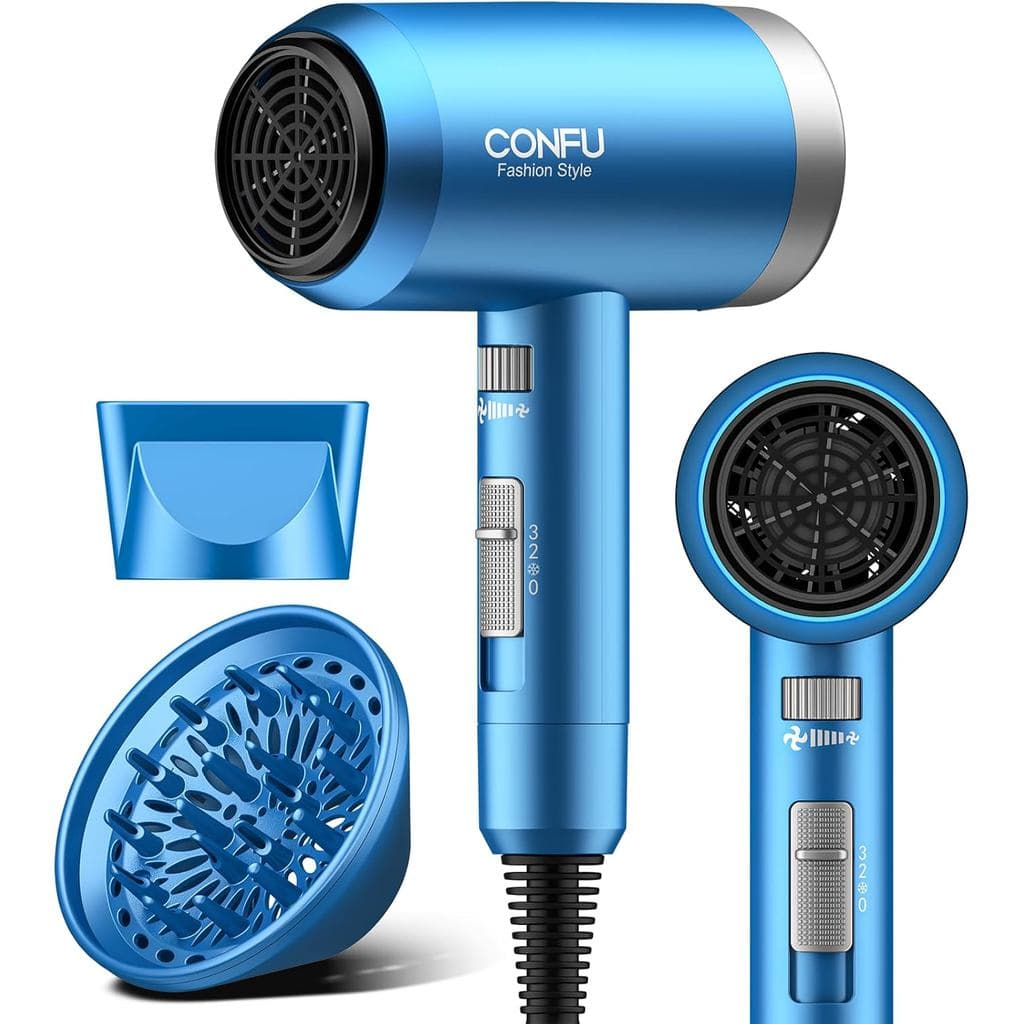 Secador de Cabelo, Secador de Cabelo CONFU com Difusor, Secador Profissional de 21000 RPM, Secador Portátil Leve de Seca