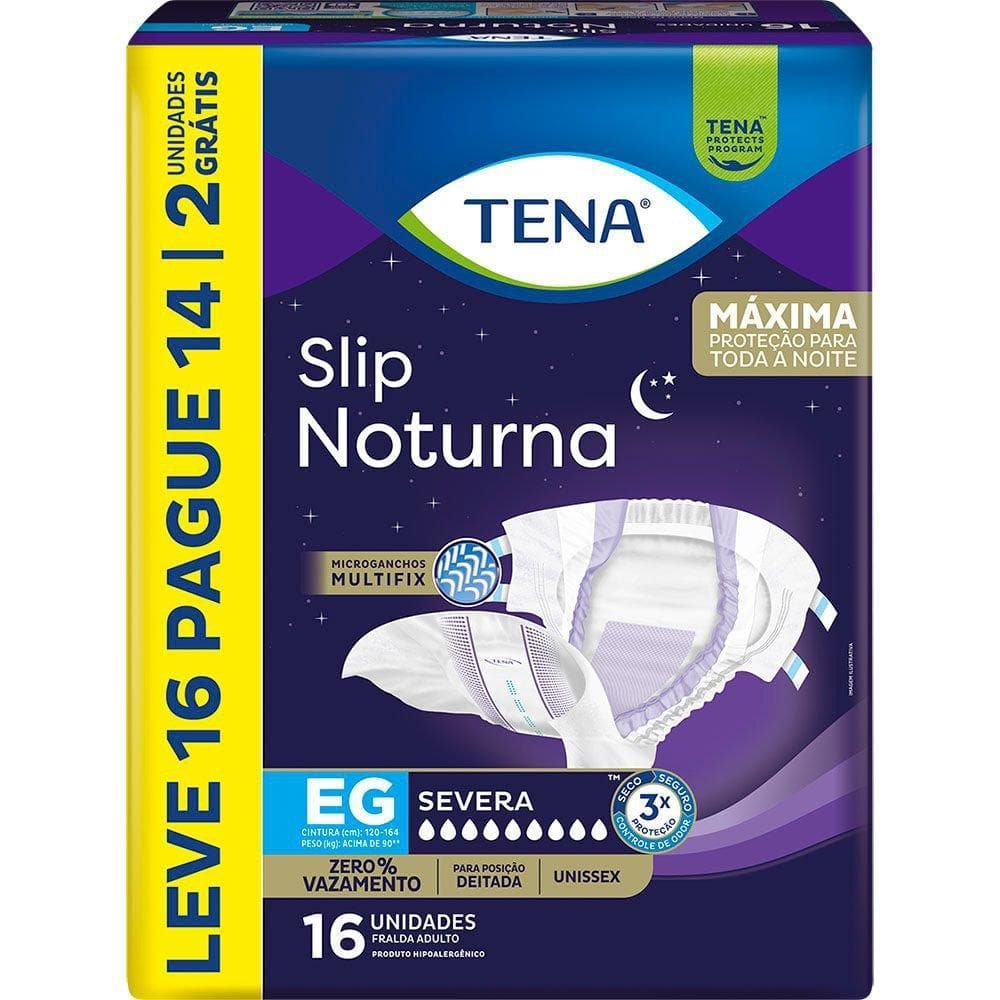 Fralda Geriátrica Tena Slip Noturna EG Leve 16 Pague 14 unidades