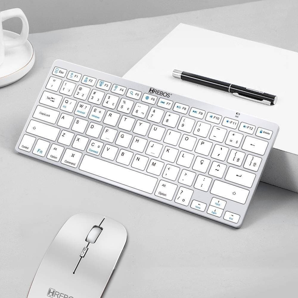Kit Teclado + Mouse Bluetooth sem fio Receptor USB Compativel com Windows HREBOS HS-750K 751