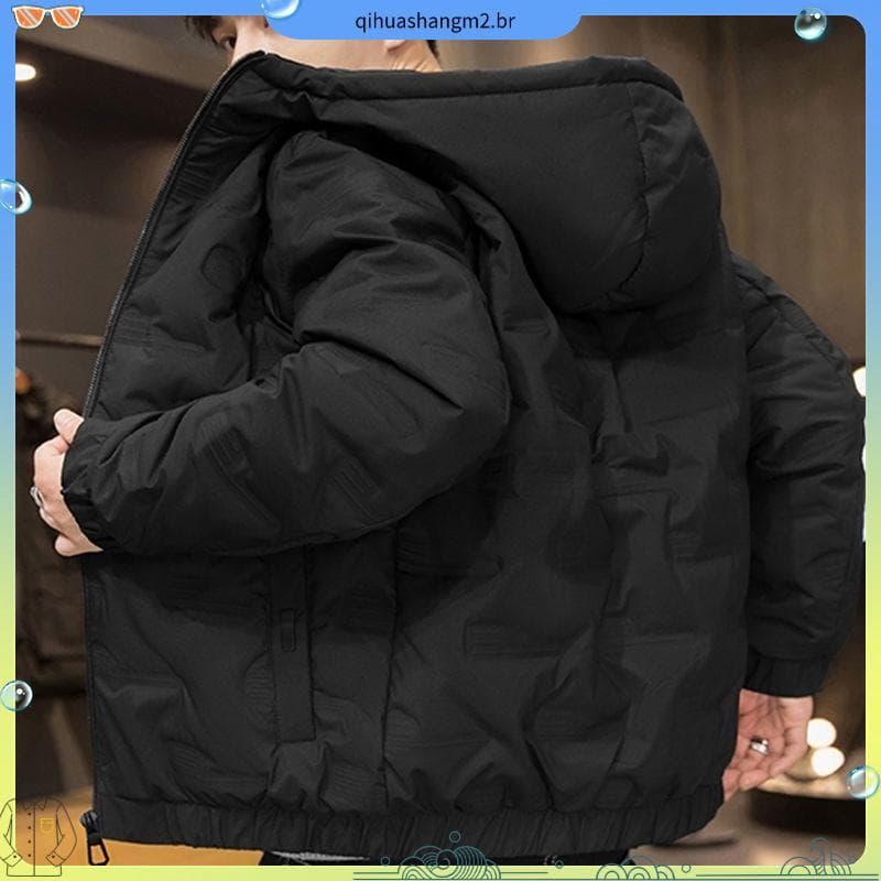 Jaqueta acolchoada de inverno masculina grossa acolchoada jaqueta mais veludo novo estilo com capuz quente jaqueta Casua