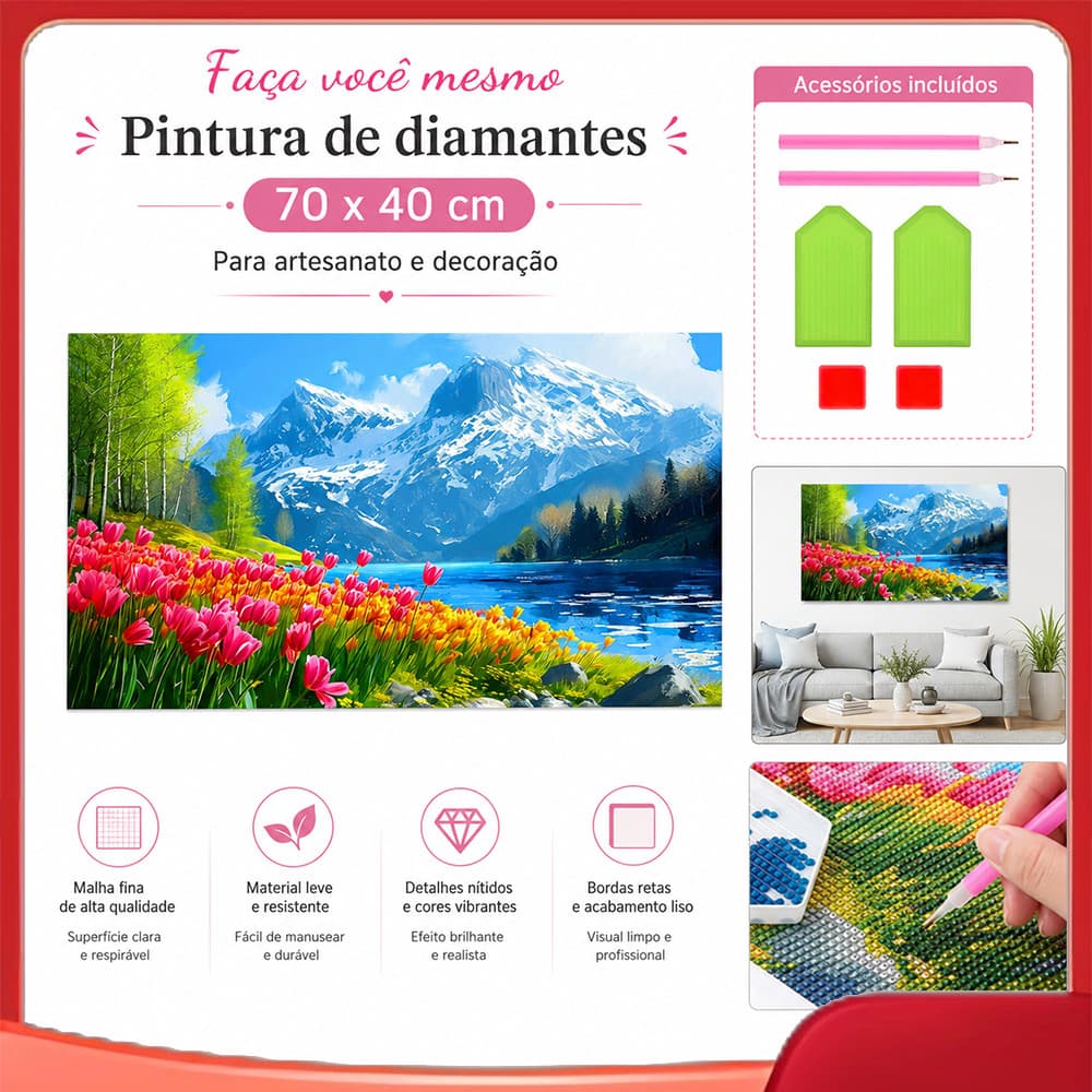 Conjunto de pintura diamante adulto 5D paisagem 70x40cm adequado para decoração de parede de casa, feito à mão